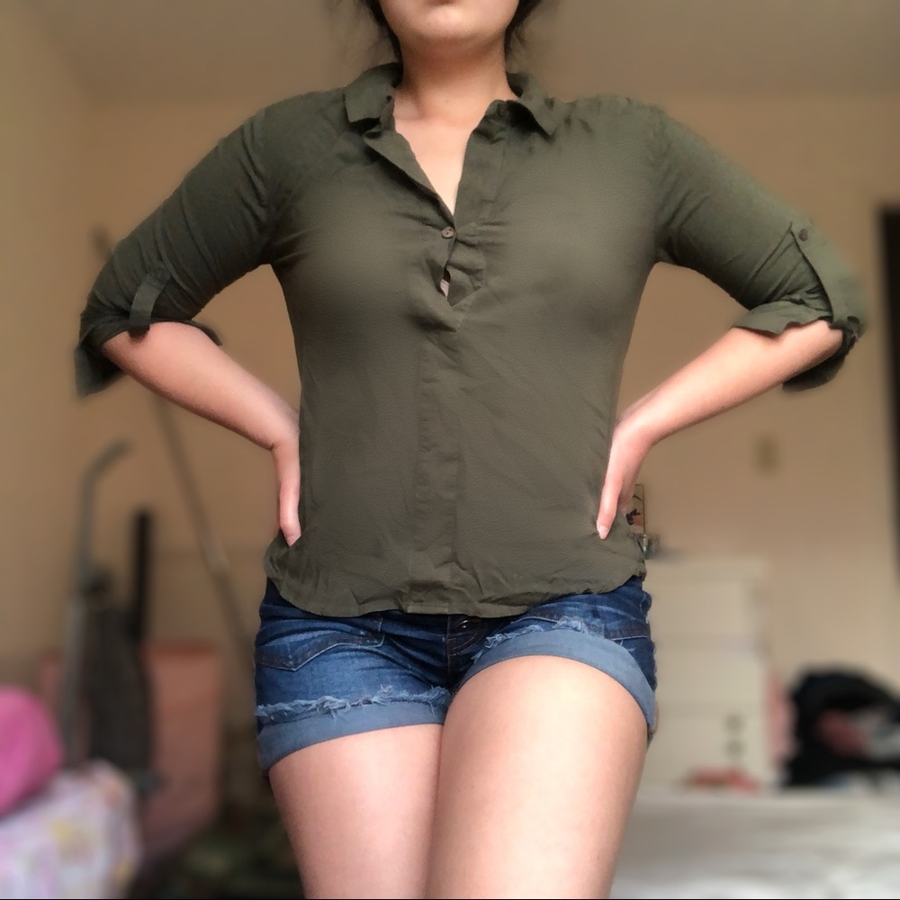 Green Collared Blouse